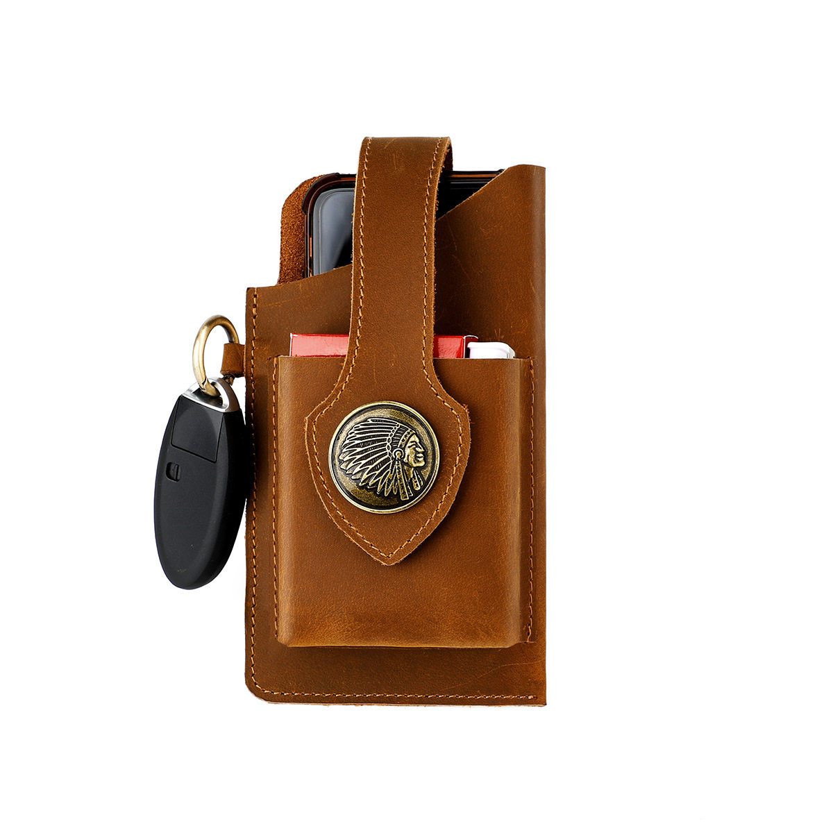 Key Holder Leather Pouch - Vintage toplaag lederen multifunctionele tas voor