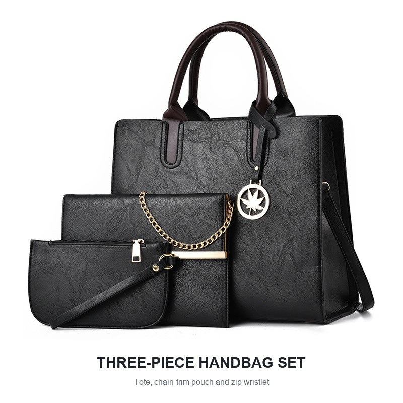 Structured Handbag Top Handle - Dames 3-delige handtasset, grote capaciteit, schoudertas,