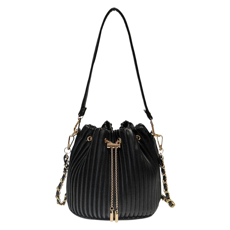Structured Handbag Top Handle - Dames schoudertas met ketting, crossbody, emmertjesvorm,
