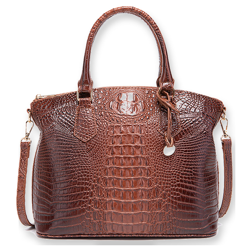 Structured Handbag Top Handle - Dames vintage handtas met krokodillenpatroon, multicolor,