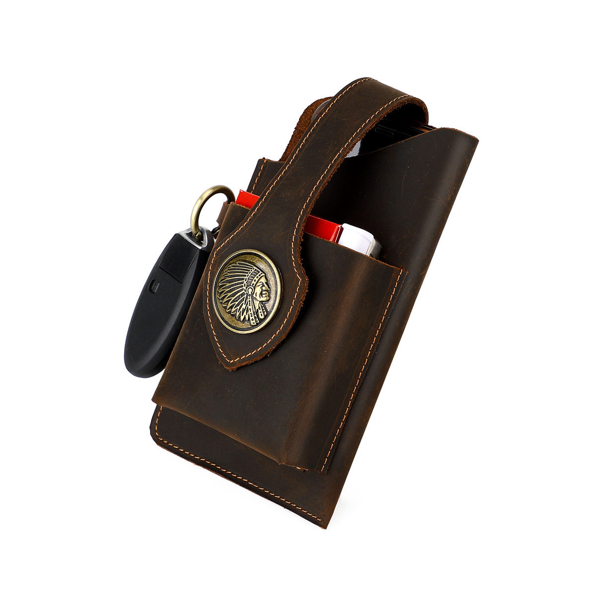 Vintage toplaag lederen multif - Key Holder Leather Pouch recensie en prijs