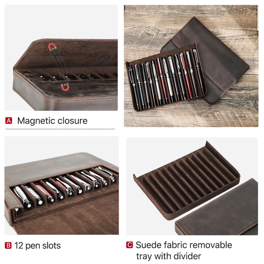Luxe echt leer 12-slots vulpen - Luxury Bags For School recensie en prijs