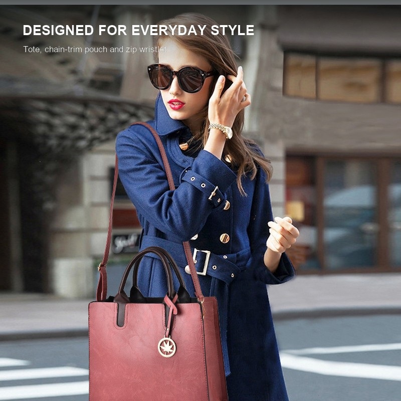 Dames 3-delige handtasset, gro - Structured Handbag Top Handle recensie en prijs