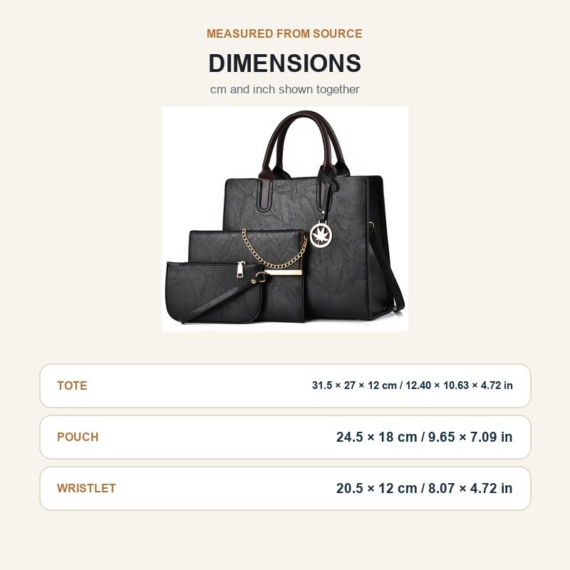 Dames 3-delige handtasset, gro - Structured Handbag Top Handle recensie en prijs