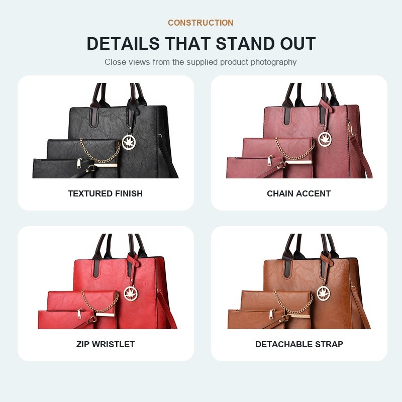 Dames 3-delige handtasset, gro - Structured Handbag Top Handle recensie en prijs
